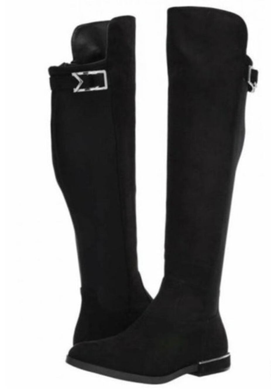 Calvin Klein Presley over knee black Faux Suede boots Silver Hardwear size 7
